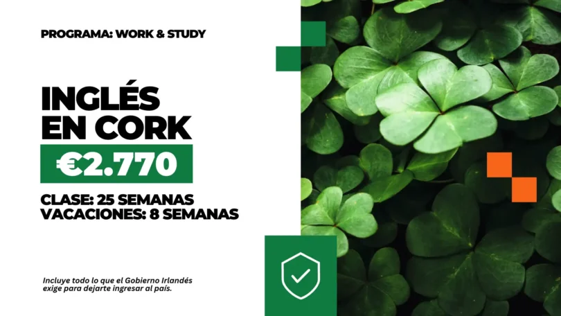 Curso de Ingles en Cork - 25 semanas - Work & Study