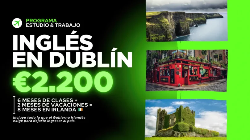 25 semanas | Dublín | 9:00am 1 Curso de Ingles en Dublín - 25 semanas - Work & Study